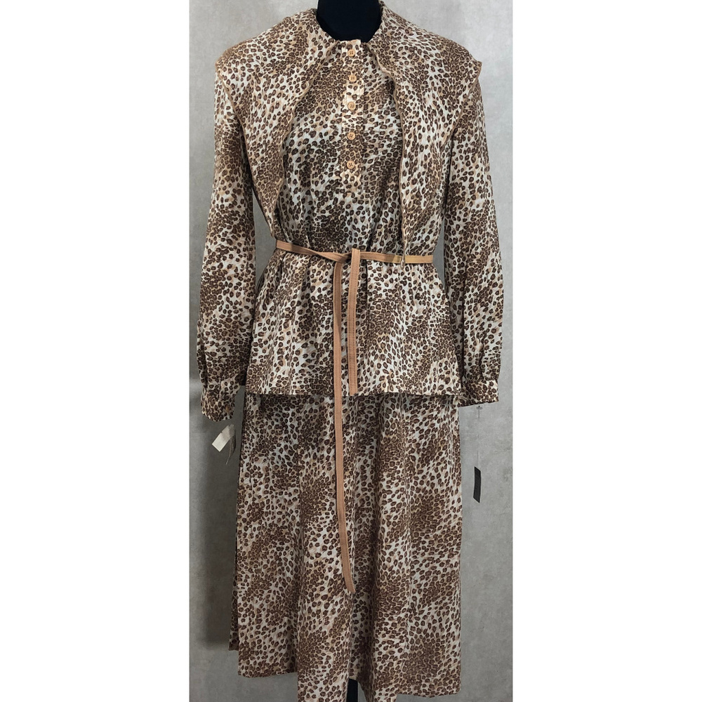 Leopard 3 Piece Set Skirt Blouse Vintage with Tags
